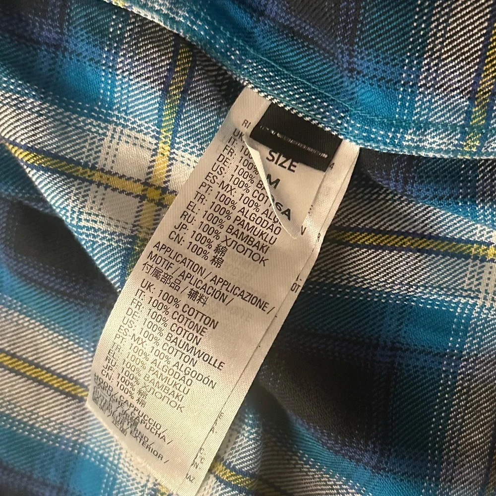 mens DIESEL plaid hooded button-up flannel shirt - Picture 7 of 8